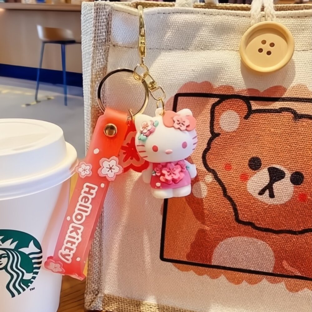 Hello Kitty Sakura Keychain Glitters Sequins Deco… - image 2